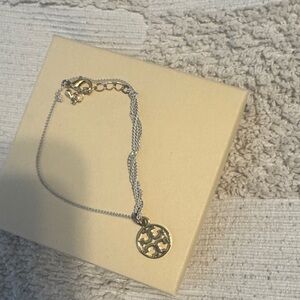 Tory Burch Gold white twisted bracelet